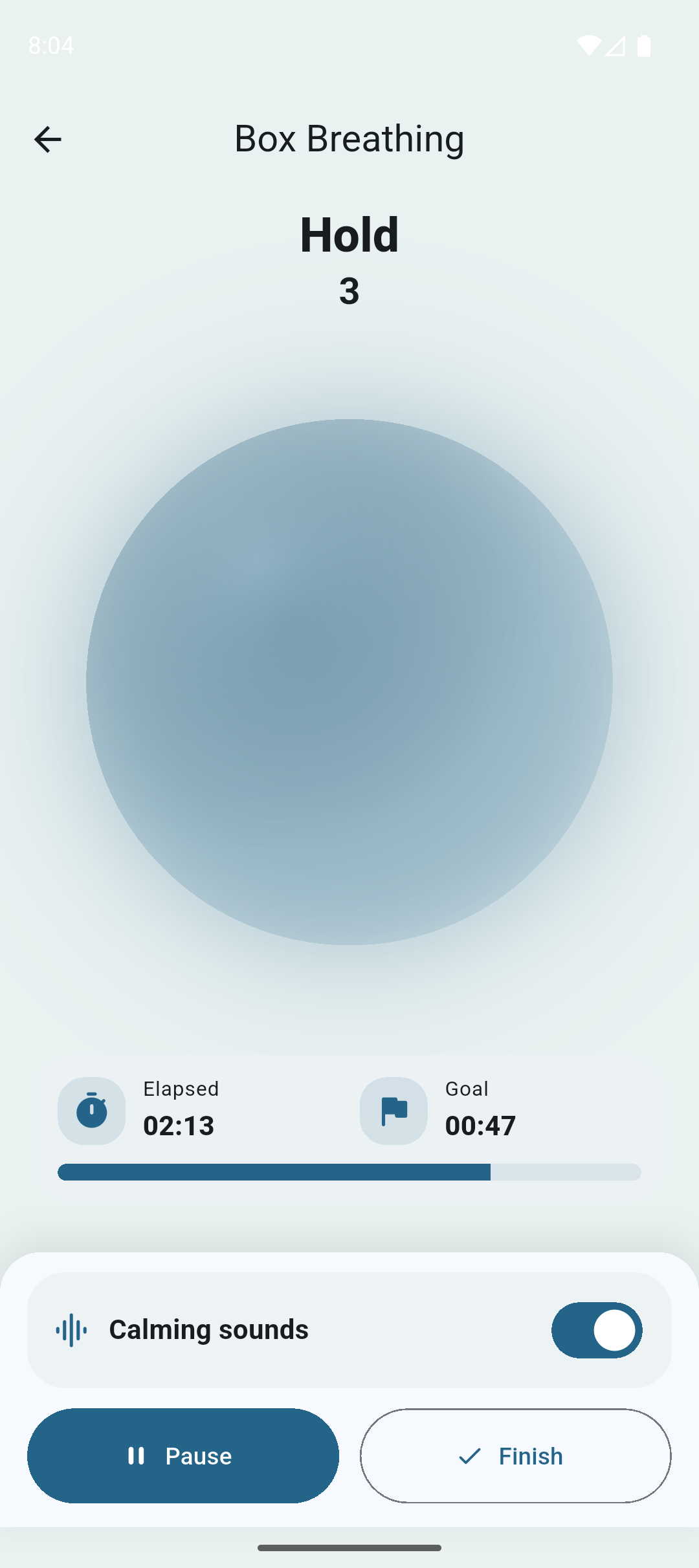 Brelax breathing orb session screen