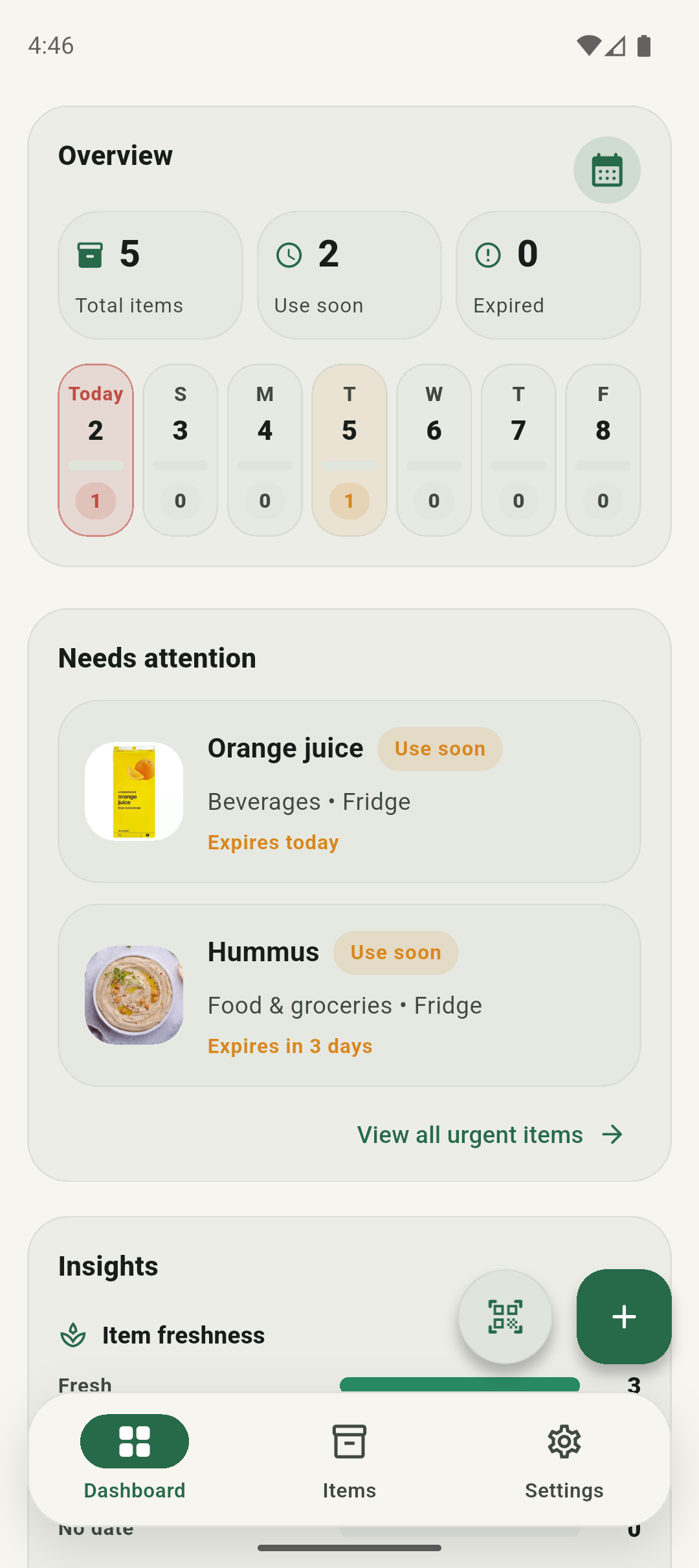 Expiree dashboard screen