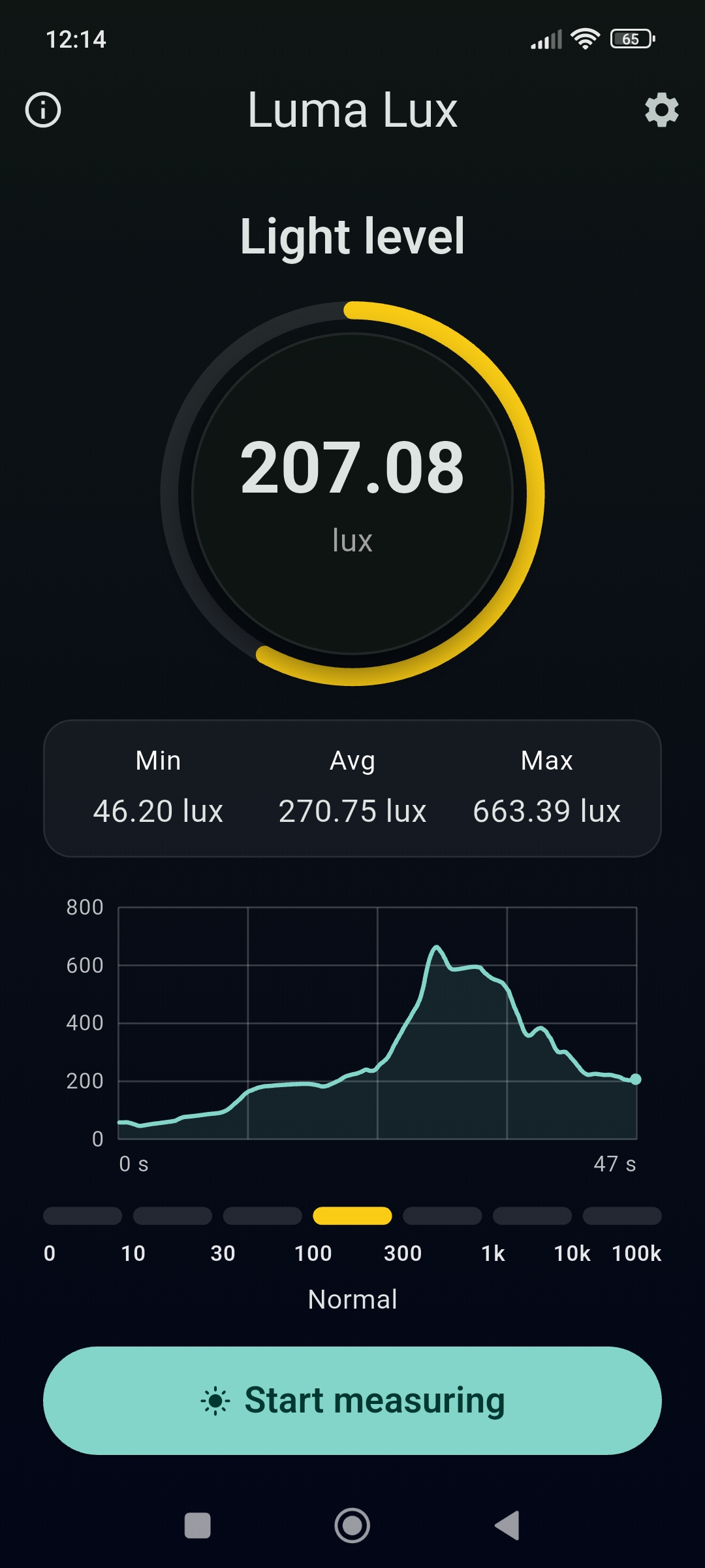 Luma Lux dark theme screen